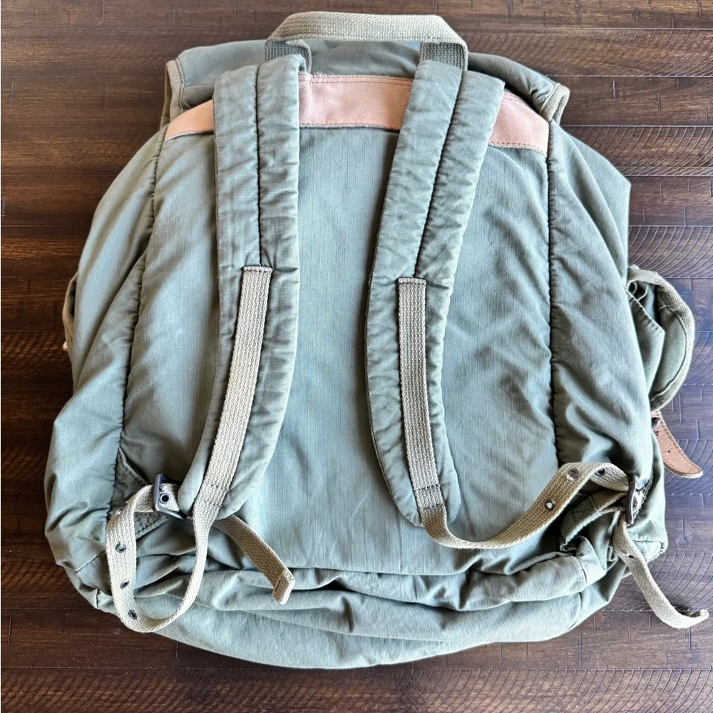 Vintage Denim & Supply - Ralph Lauren Green Backpack with Leather Straps